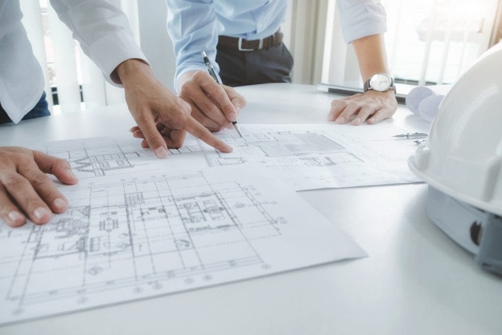 Planungsgespräch eines Bauprojekts